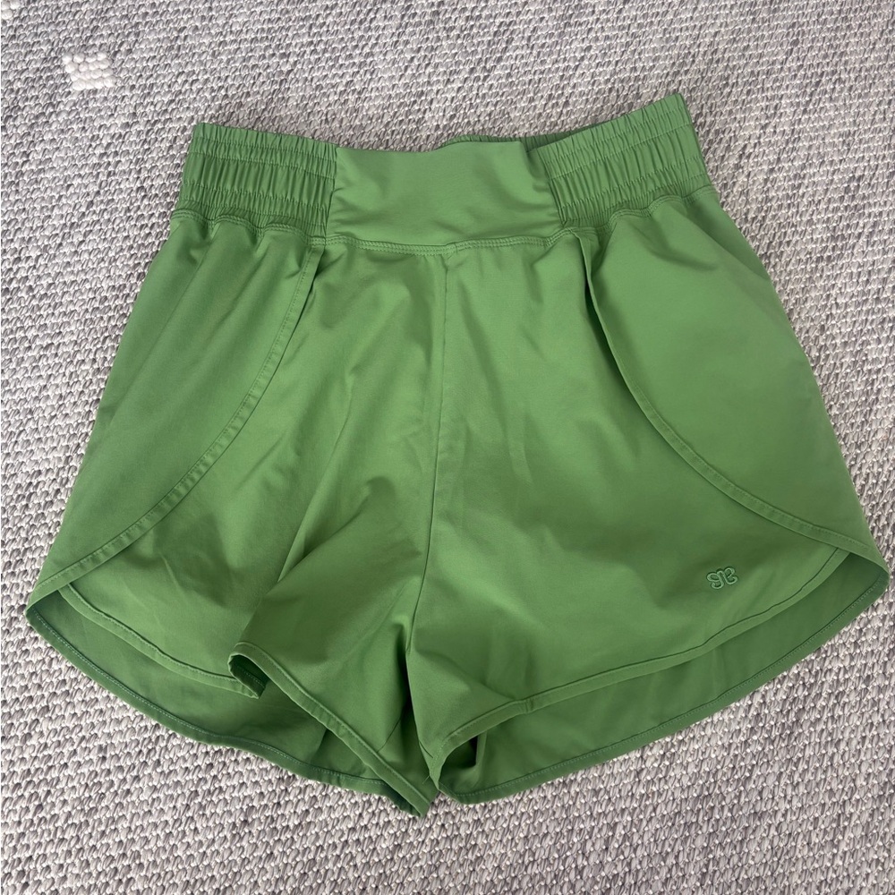 Athletic High-Waist Green Women's Running Shorts